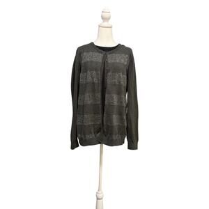 Old Navy Women’s Button Front Cardigan Sweater Gray Sparkle Stripes Size XL
